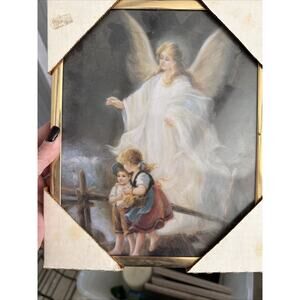 Vintage Guardian Angel Protecting Children Print